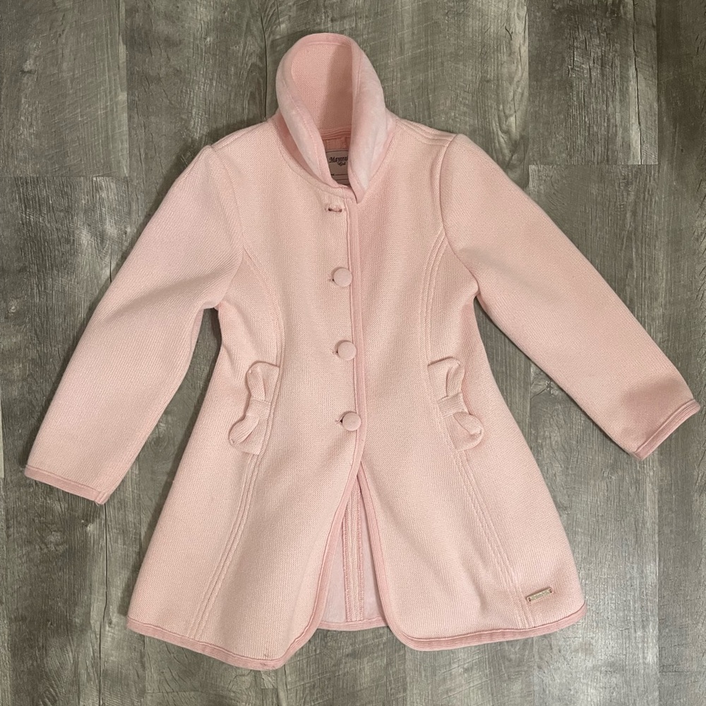 Mayoral Light Pink Girls' Pea Coat with Bow Pockets
